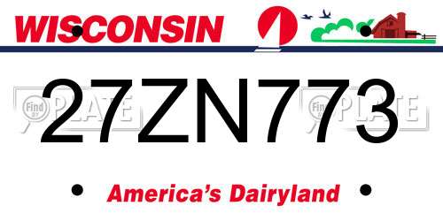 27ZN773 Wisconsin License Plate