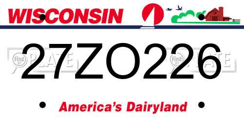 27ZO226 Wisconsin License Plate