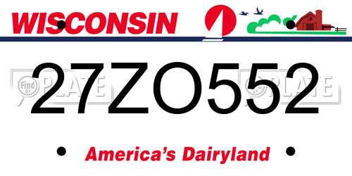 27ZO552 Wisconsin License Plate