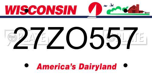 27ZO557 Wisconsin License Plate