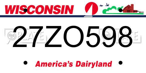 27ZO598 Wisconsin License Plate