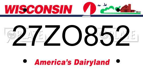 27ZO852 Wisconsin License Plate