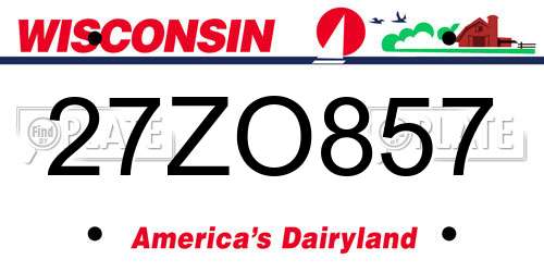 27ZO857 Wisconsin License Plate