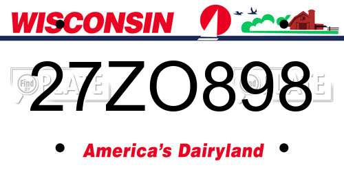 27ZO898 Wisconsin License Plate