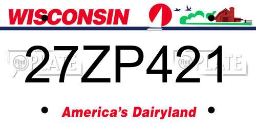 27ZP421 Wisconsin License Plate