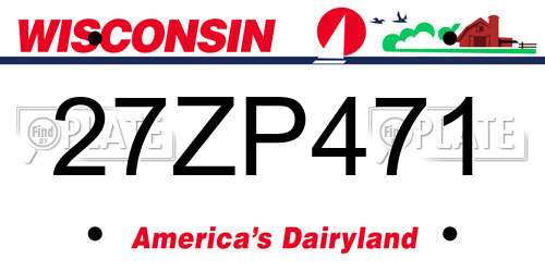27ZP471 Wisconsin License Plate