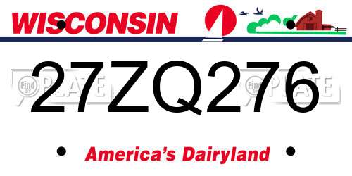 27ZQ276 Wisconsin License Plate