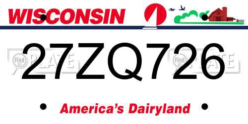 27ZQ726 Wisconsin License Plate