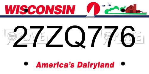 27ZQ776 Wisconsin License Plate