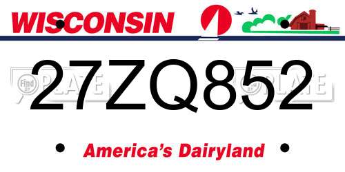 27ZQ852 Wisconsin License Plate