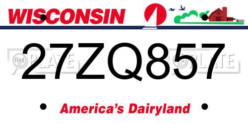 27ZQ857 Wisconsin License Plate