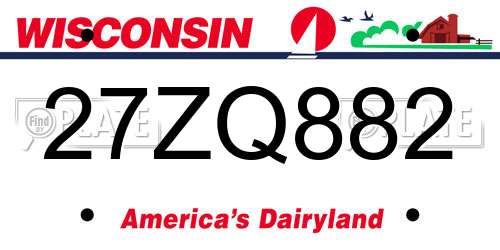 27ZQ882 Wisconsin License Plate