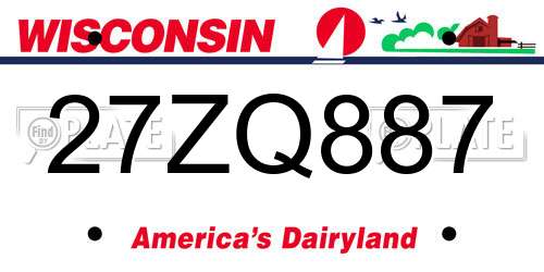27ZQ887 Wisconsin License Plate