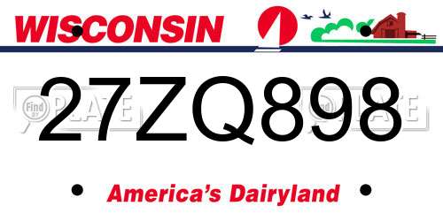 27ZQ898 Wisconsin License Plate