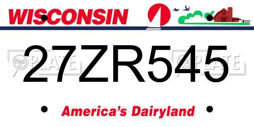 27ZR545 Wisconsin License Plate