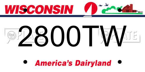 2800TW Wisconsin License Plate