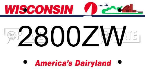2800ZW Wisconsin License Plate