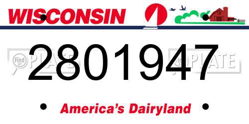 2801947 Wisconsin License Plate