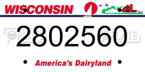 2802560 Wisconsin License Plate
