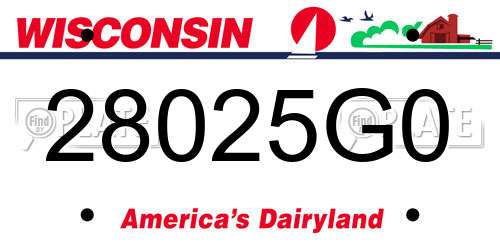 28025G0 Wisconsin License Plate