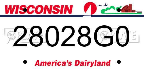28028G0 Wisconsin License Plate
