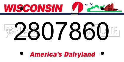 2807860 Wisconsin License Plate