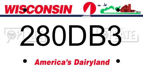280DB3 Wisconsin License Plate