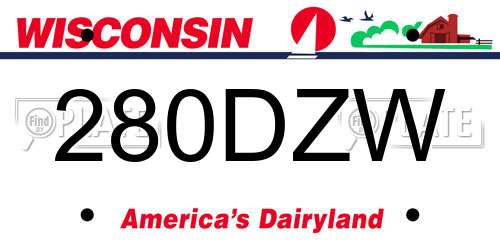 280DZW Wisconsin License Plate