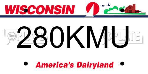 280KMU Wisconsin License Plate