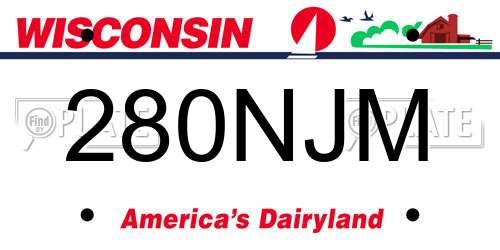 280NJM Wisconsin License Plate