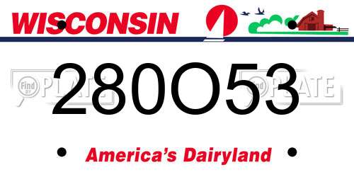 280O53 Wisconsin License Plate