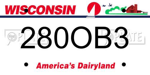 280OB3 Wisconsin License Plate