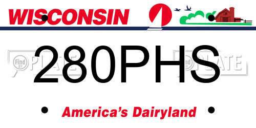 280PHS Wisconsin License Plate