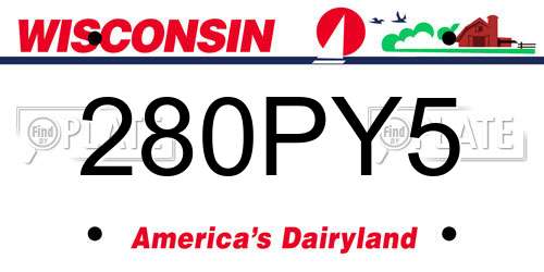 280PY5 Wisconsin License Plate