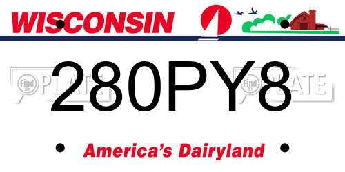 280PY8 Wisconsin License Plate