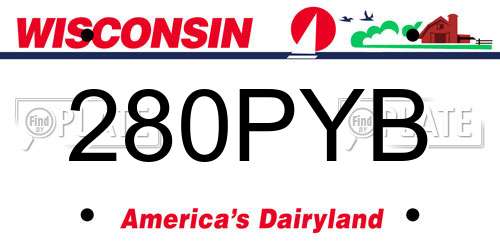 280PYB Wisconsin License Plate