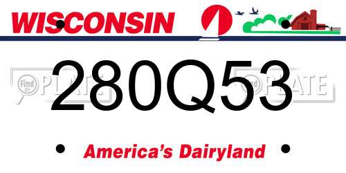 280Q53 Wisconsin License Plate