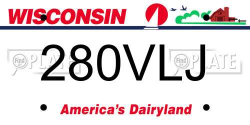 280VLJ Wisconsin License Plate