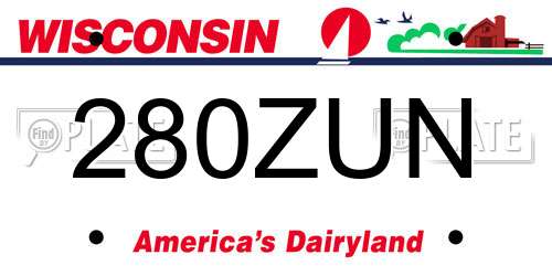 280ZUN Wisconsin License Plate