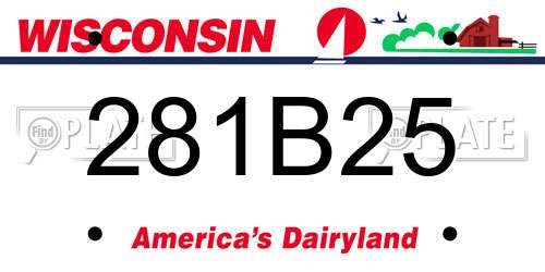281B25 Wisconsin License Plate