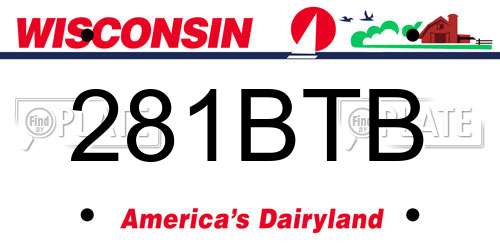 281BTB Wisconsin License Plate