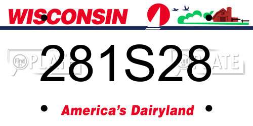 281S28 Wisconsin License Plate