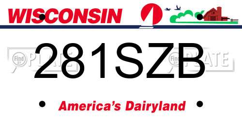 281SZB Wisconsin License Plate