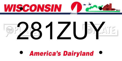 281ZUY Wisconsin License Plate