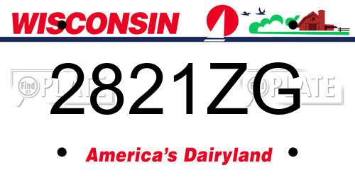 2821ZG Wisconsin License Plate