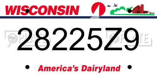 28225Z9 Wisconsin License Plate