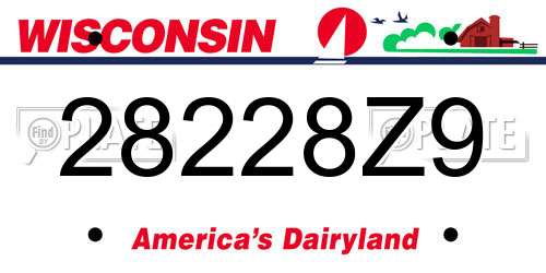 28228Z9 Wisconsin License Plate