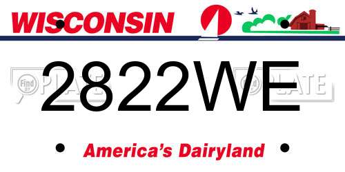 2822WE Wisconsin License Plate