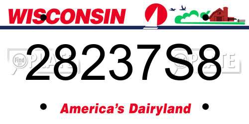 28237S8 Wisconsin License Plate