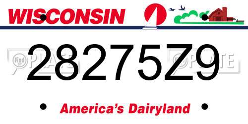 28275Z9 Wisconsin License Plate